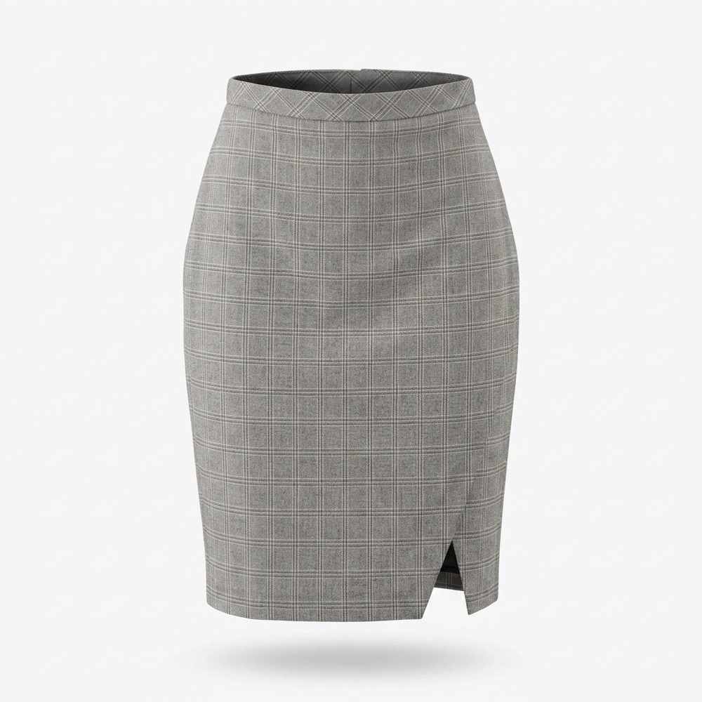 Banana Republic Womens Gray Glen Plaid Pencil Skirt Side Slit Size 2